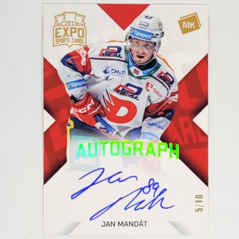 Jan Mandát 2024 MK EXPO Pardubice Autograph Gold Rainbow limitace xx/10 + certifikát AW
