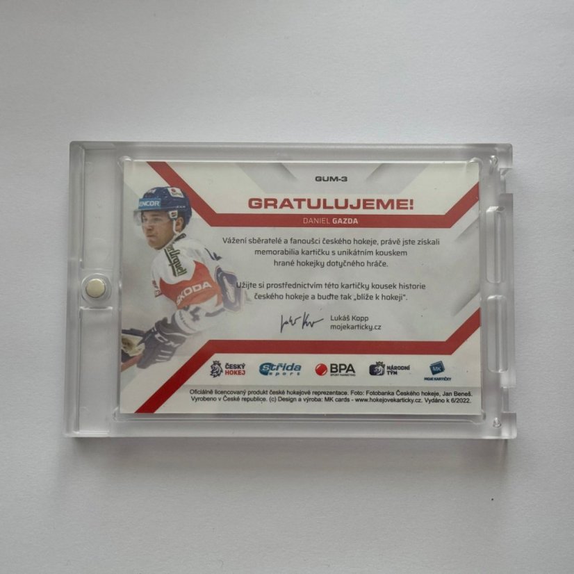 Daniel Gazda 2021/22 MK Národní tým Game Used Memorabilia RED 34/40