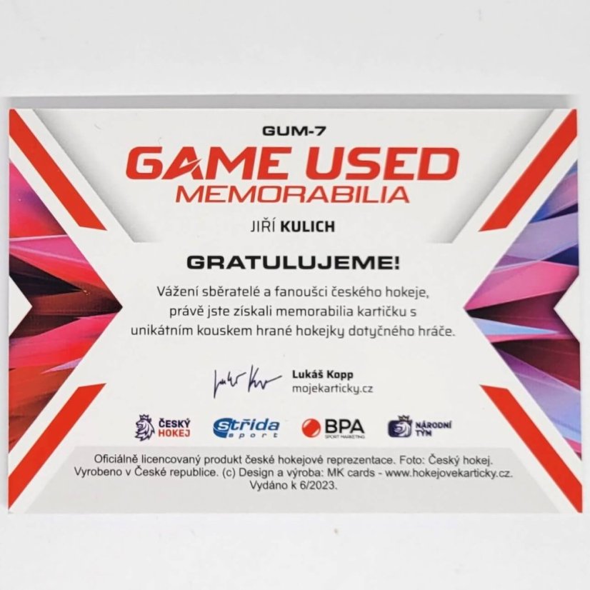 Jiří Kulich 2022/23 MK Národní tým GUM Stick Blue