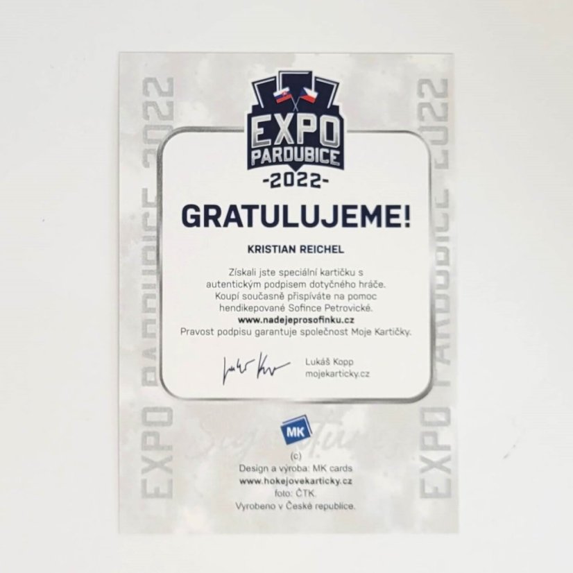 Kristian Reichel 2022 MK EXPO Pardubice Autograph