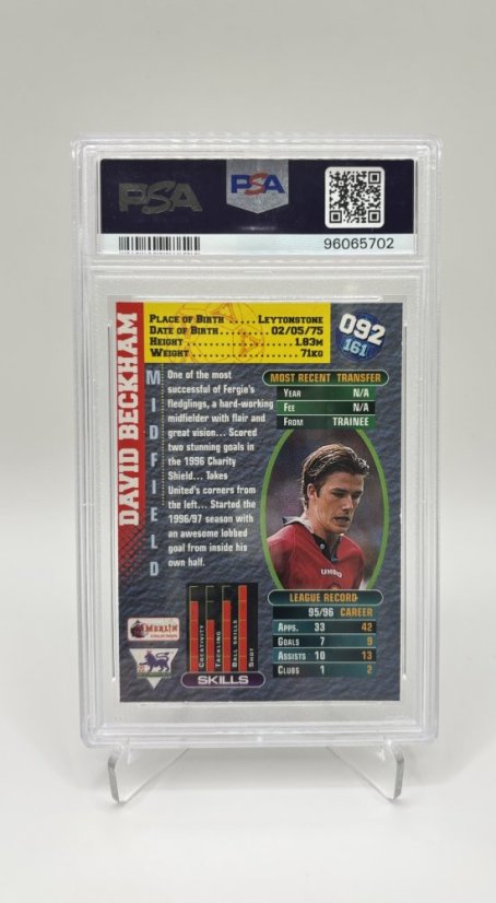 1996/97 PSA 9 Merlins David Beckham Premier Gold #92 (96065702)