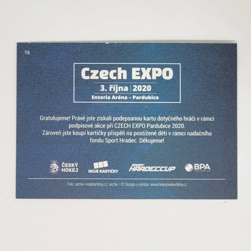 Tomáš Kvoch 2020 MK EXPO Pardubice Autograph