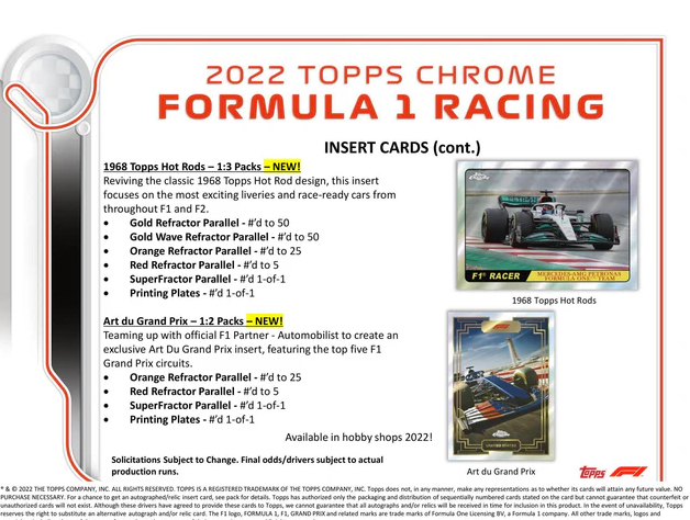 2022 Topps Chrome FORMULA 1 Hobby Pack