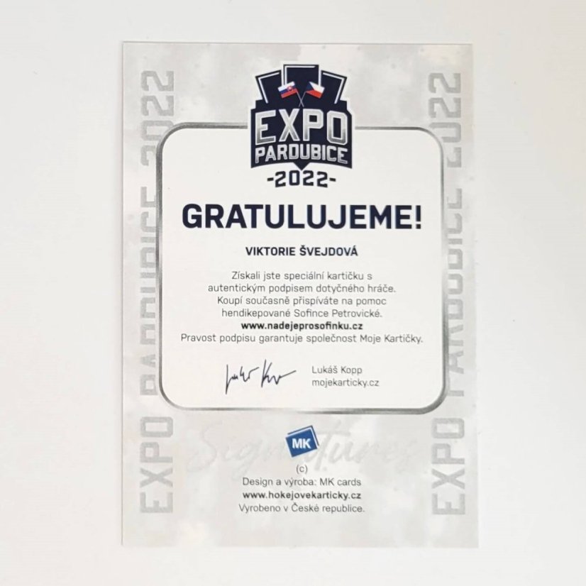 Viktorie Švejdová 2022 MK EXPO Pardubice Autograph